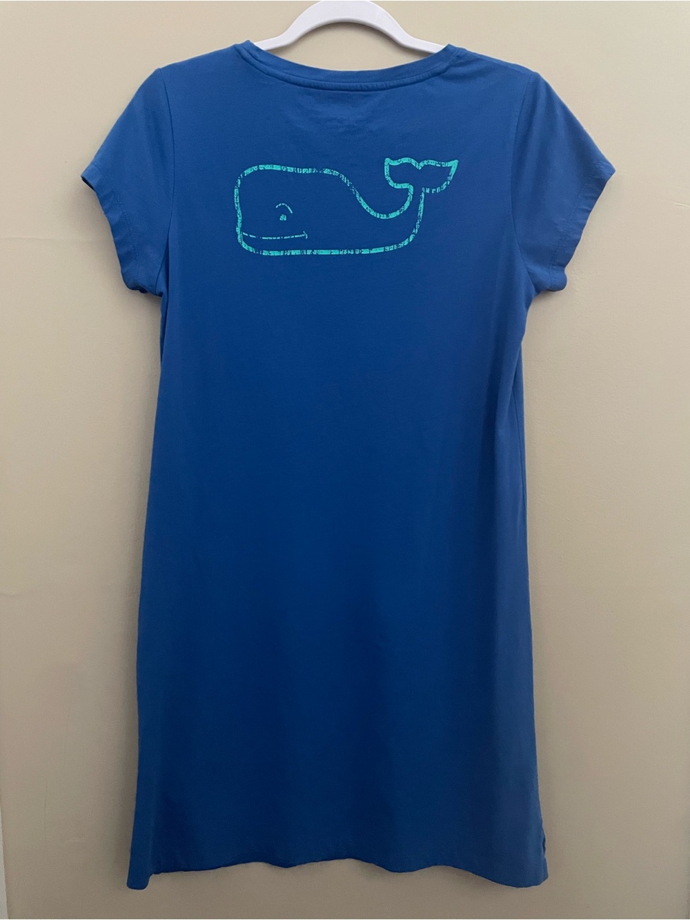 Vineyard Vines T-Shirt Dress Blue Short Sleeve Cotton Whale Logo Back Graphic XS